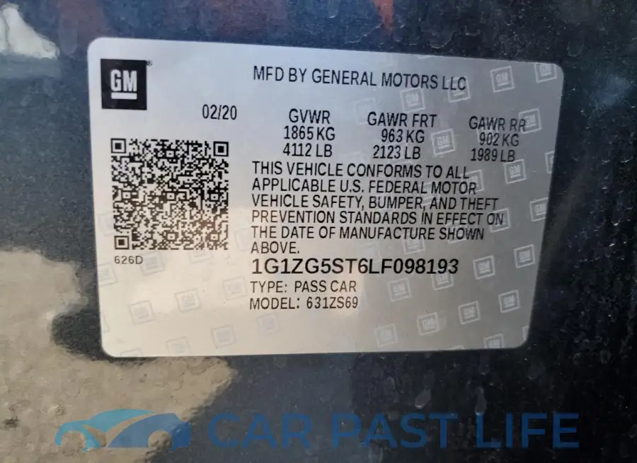 1G1ZG5ST6LF098193# 12