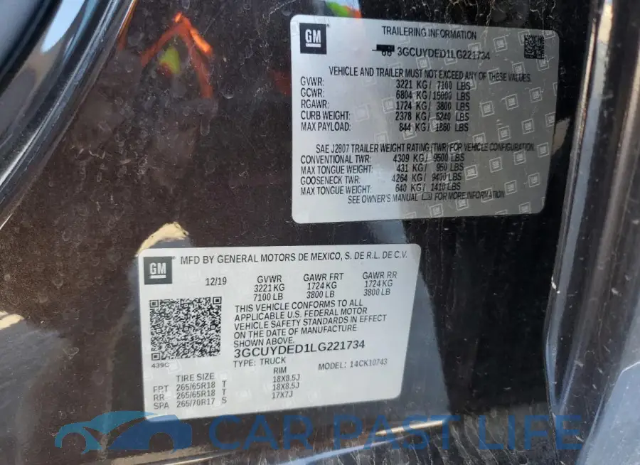 3GCUYDED1LG221734# 12