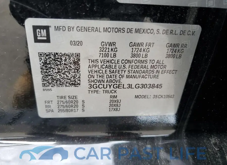 3GCUYGEL3LG303845# 12