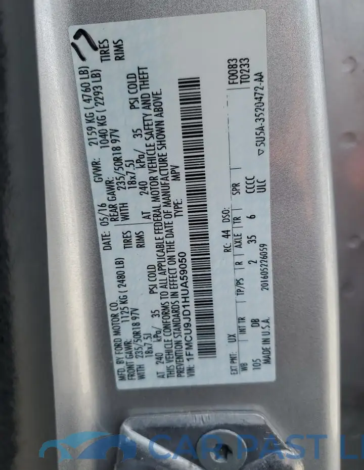 1FMCU9JD1HUA59050# 14
