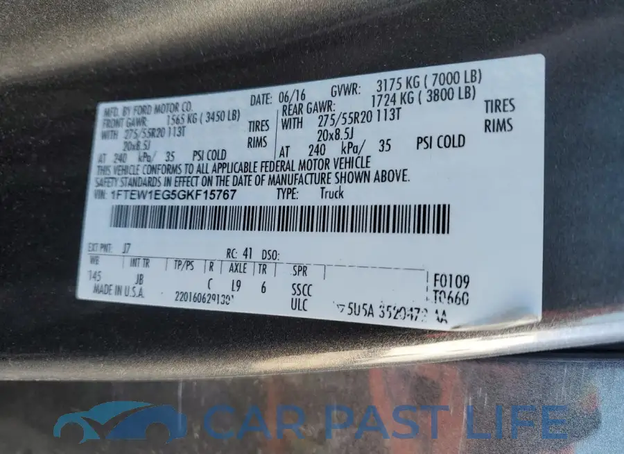1FTEW1EG5GKF15767# 12