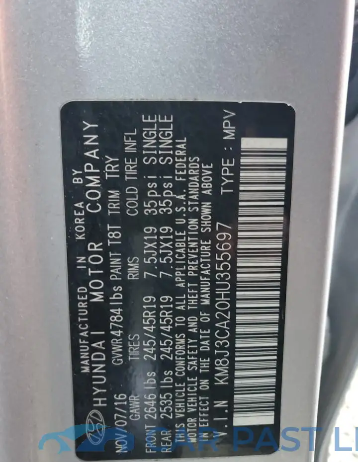 KM8J3CA20HU355697# 13