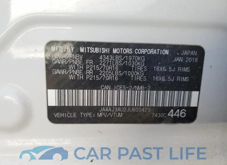 JA4AJ3AU2JU600429# 14