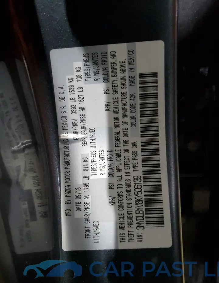 3MYDLBYV8KY506139# 13