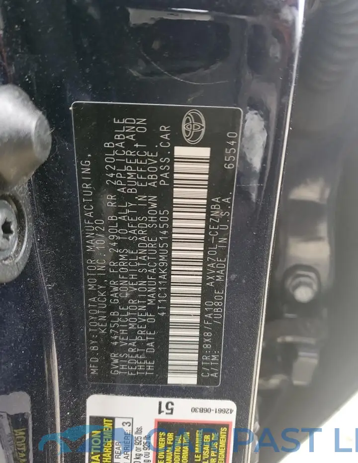4T1C11AK9MU514505# 12