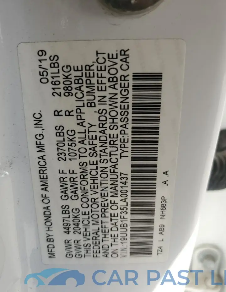 19UUB1F35LA001437# 12