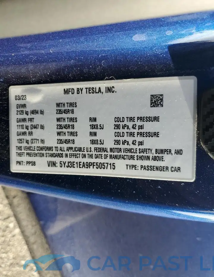 5YJ3E1EA9PF505715# 12