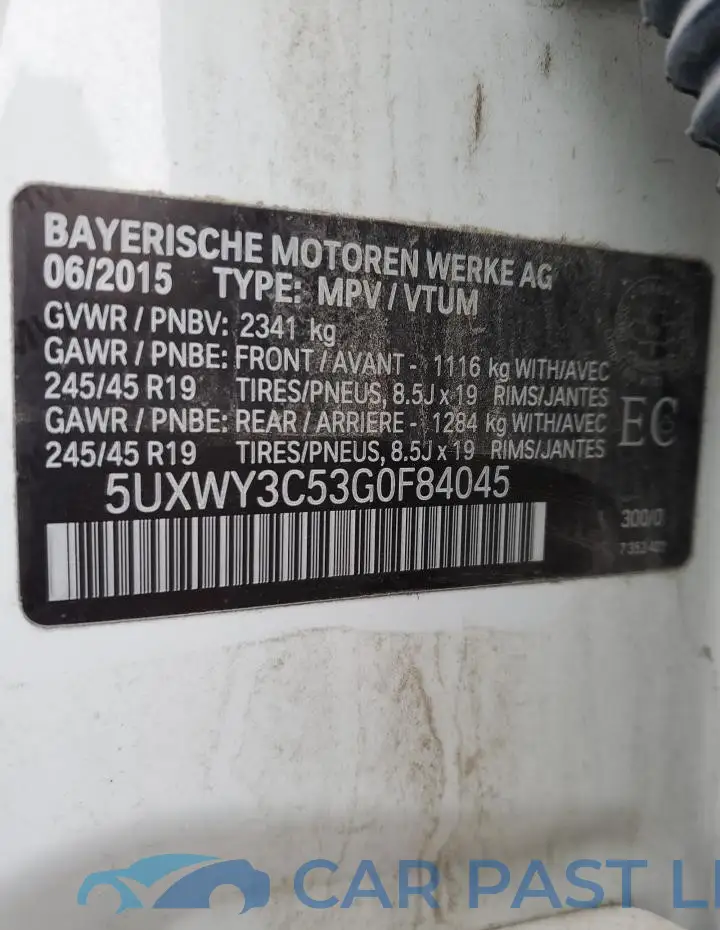 5UXWY3C53G0F84045# 13