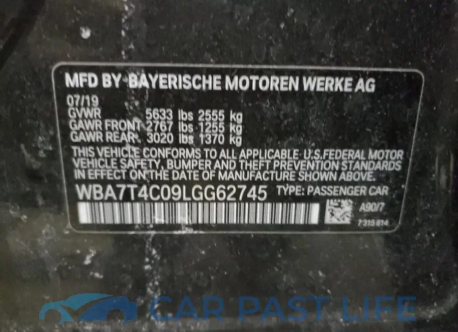 WBA7T4C09LGG62745# 12