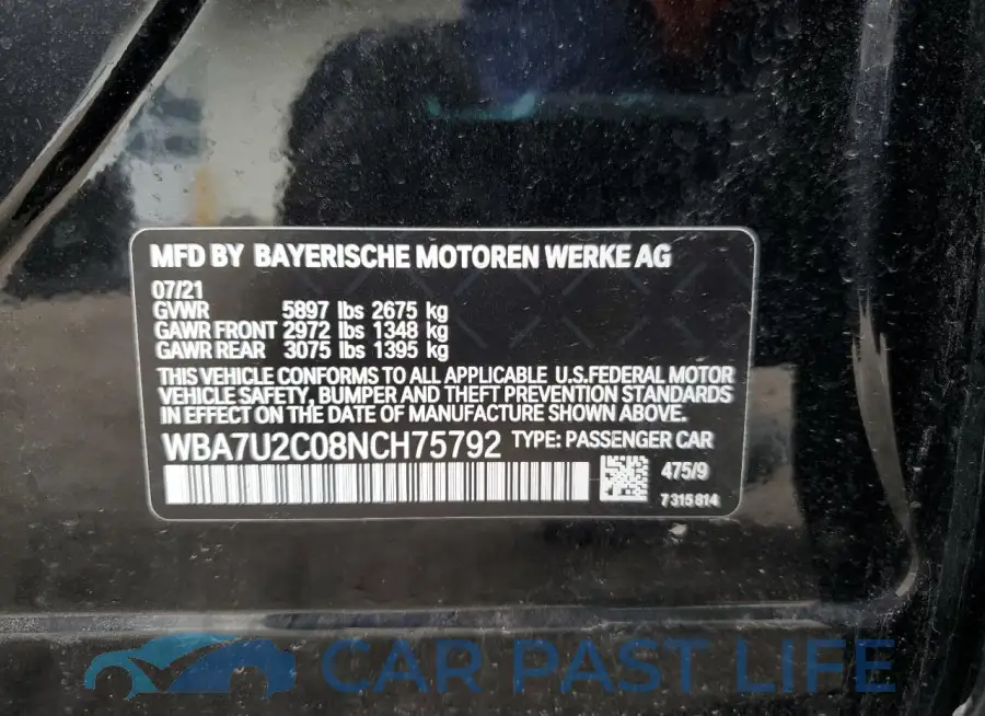 WBA7U2C08NCH75792# 13