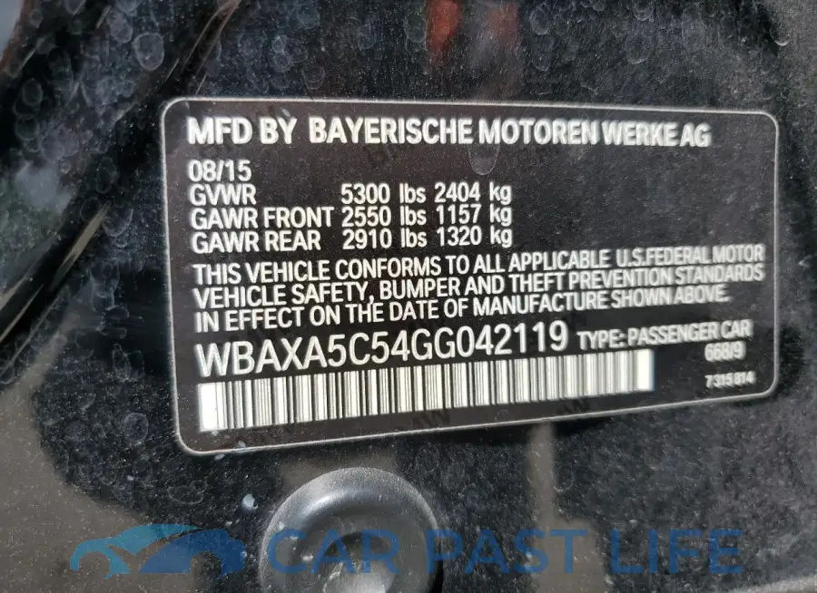 WBAXA5C54GG042119# 13