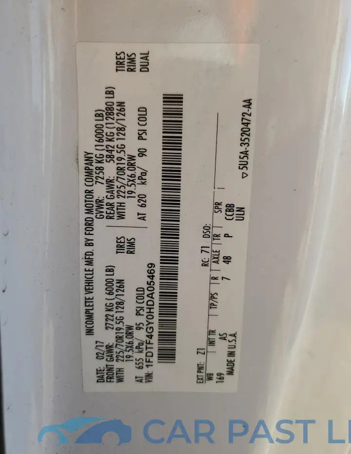 1FDTF4GY0HDA05469# 13