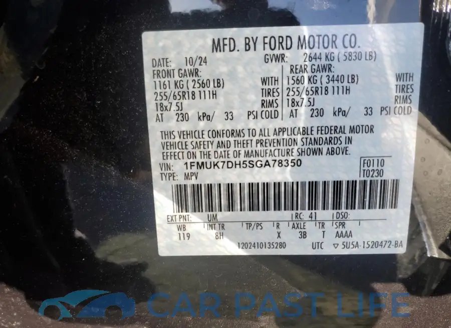 1FMUK7DH5SGA78350# 13