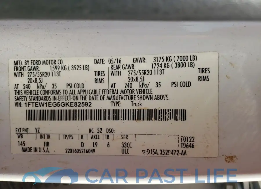 1FTEW1EG5GKE82592# 12