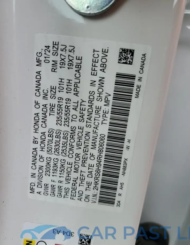 2HKRS6H94RH806060# 14