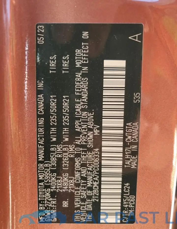 2T2BCMEA7PC006334# 14