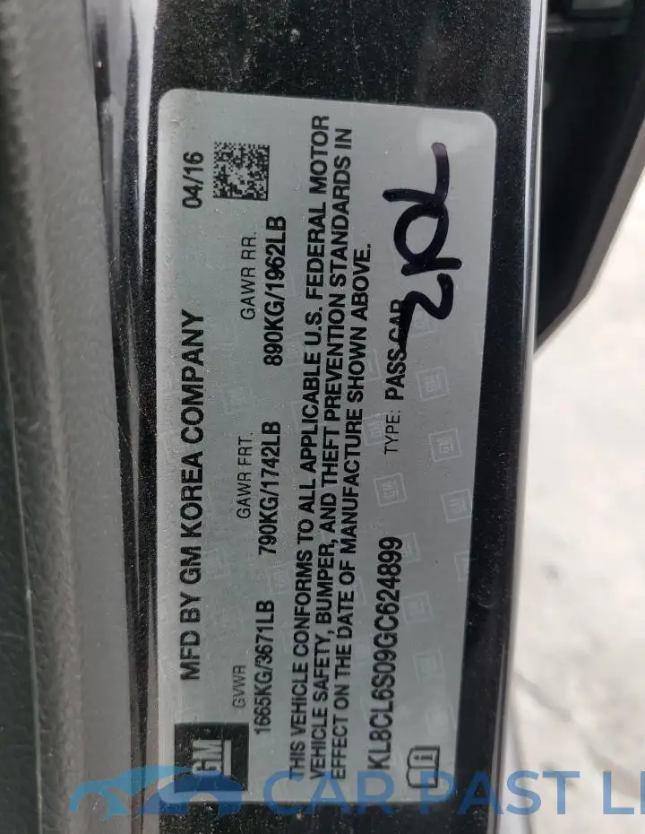 KL8CL6S09GC624899# 12