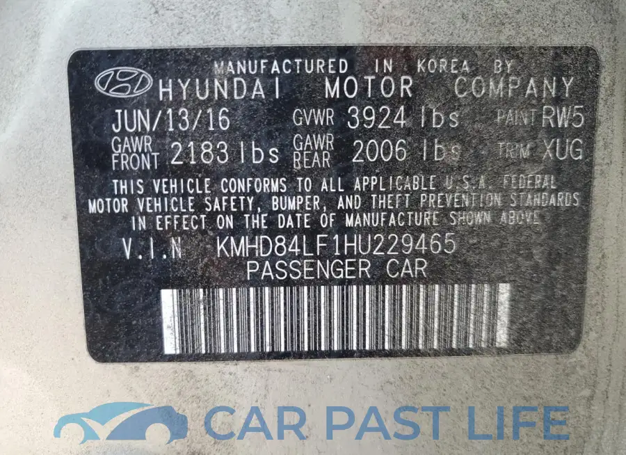 KMHD84LF1HU229465# 12
