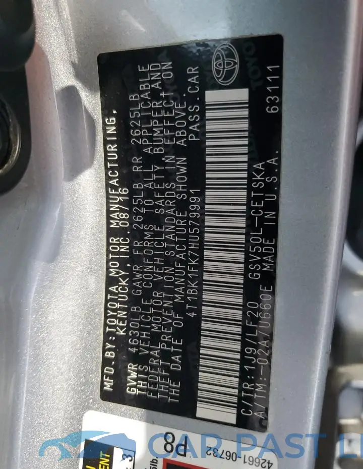 4T1BK1FK7HU579991# 12