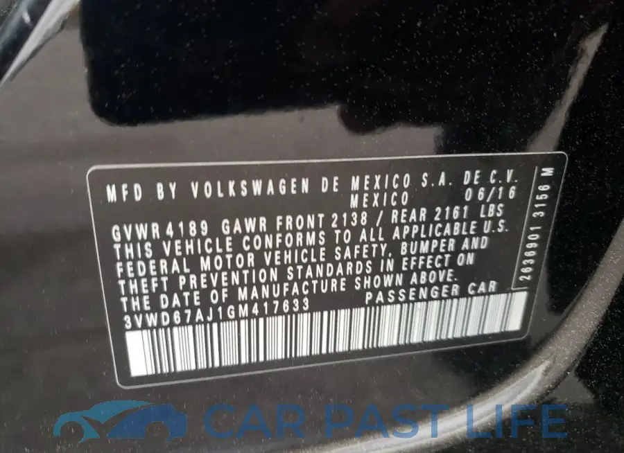 3VWD67AJ1GM417633# 12