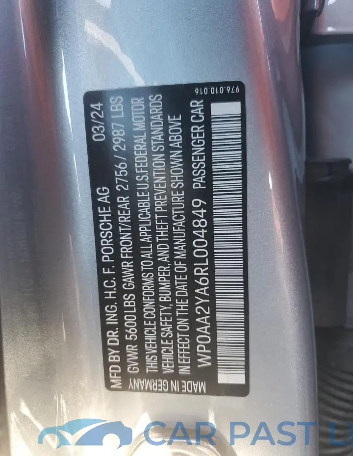 WP0AA2YA6RL004849# 13