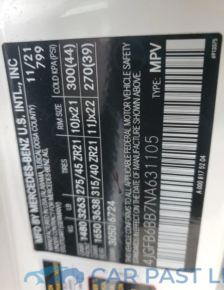 4JGFB6BB7NA631105# 12