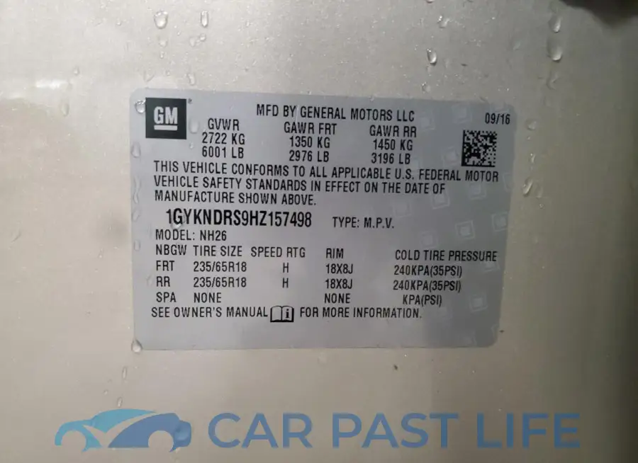 1GYKNDRS9HZ157498# 13