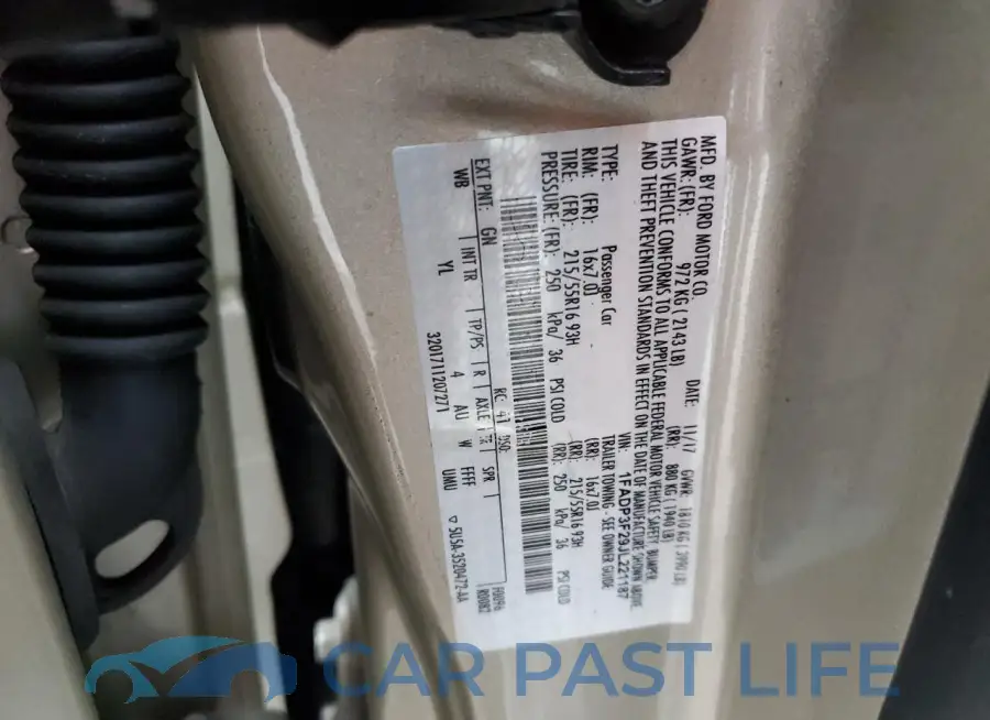 1FADP3F29JL221187# 12