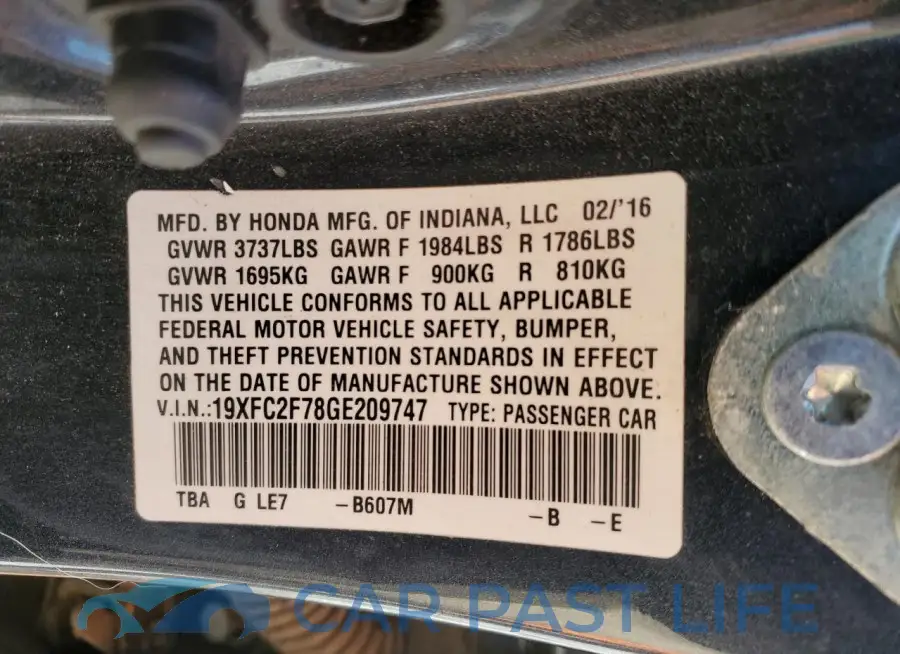 19XFC2F78GE209747# 12