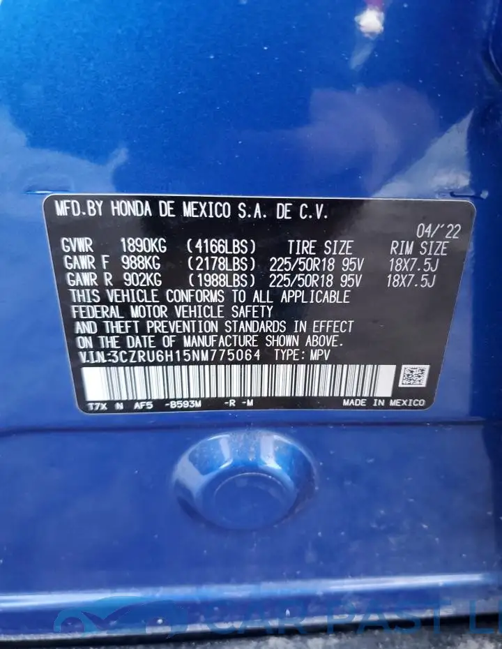 3CZRU6H15NM775064# 13