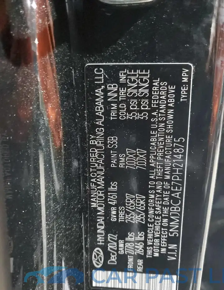 5NMJBCAE7PH214875# 13
