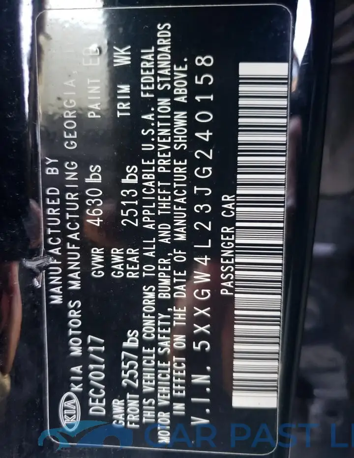 5XXGW4L23JG240158# 12
