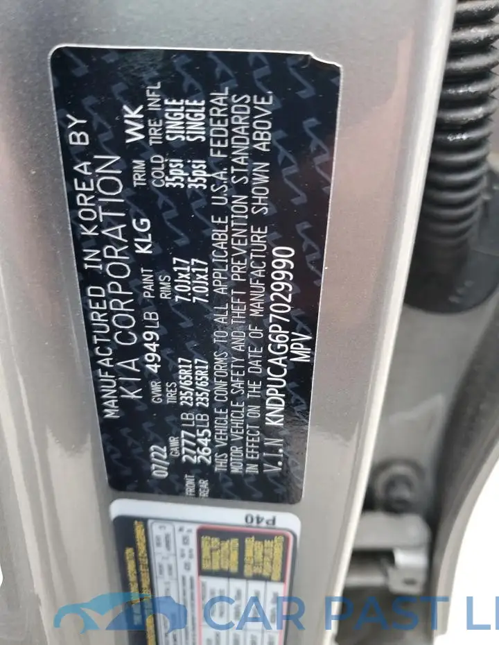 KNDPUCAG6P7029990# 13