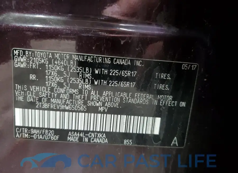 2T3BFREV9HW650565# 14