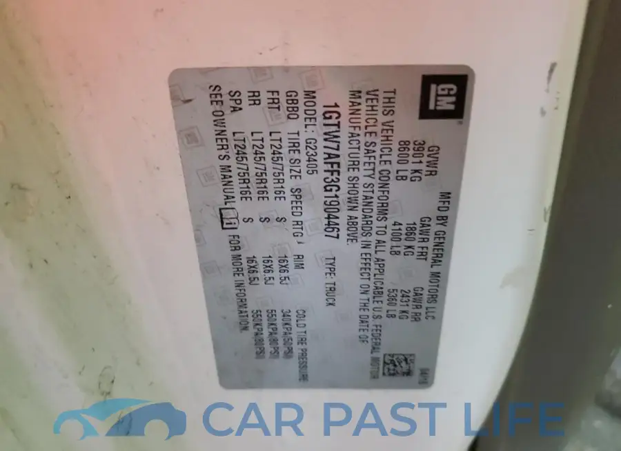 1GTW7AFF3G1904467# 12