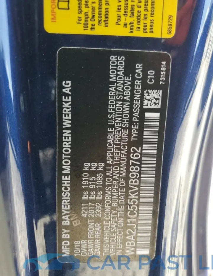 WBA2J1C55KVB98762# 13