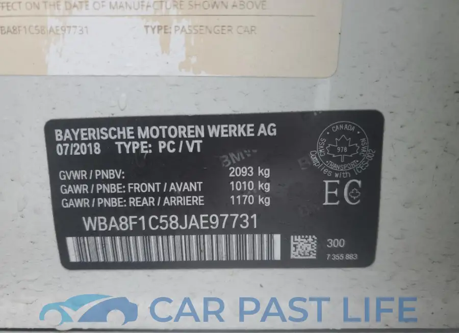 WBA8F1C58JAE97731# 12