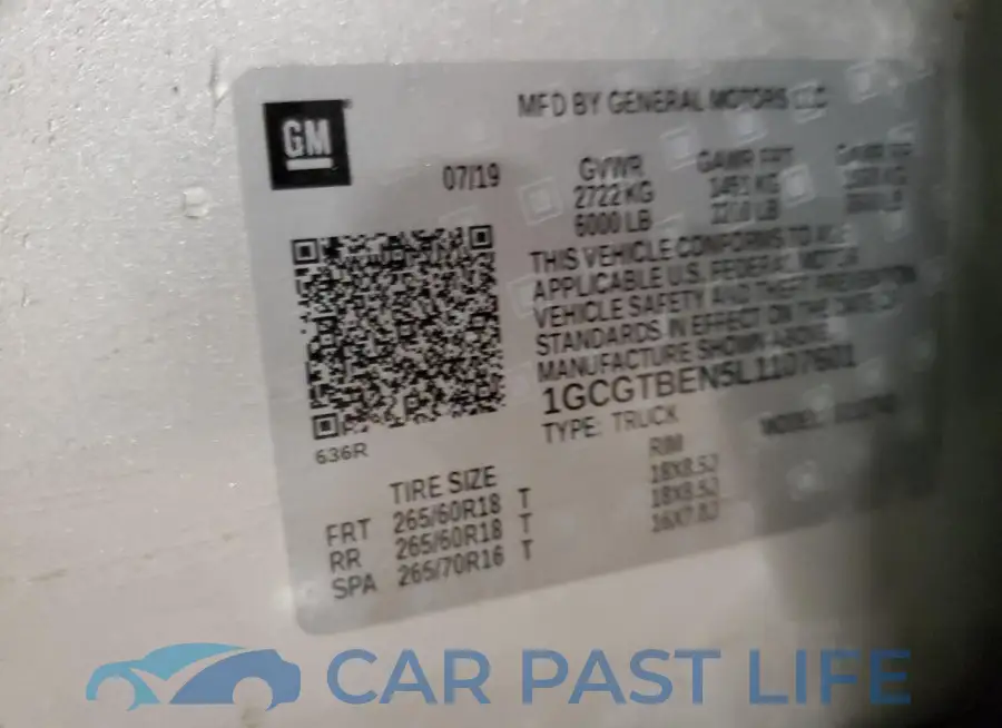 1GCGTBEN5L1107601# 12