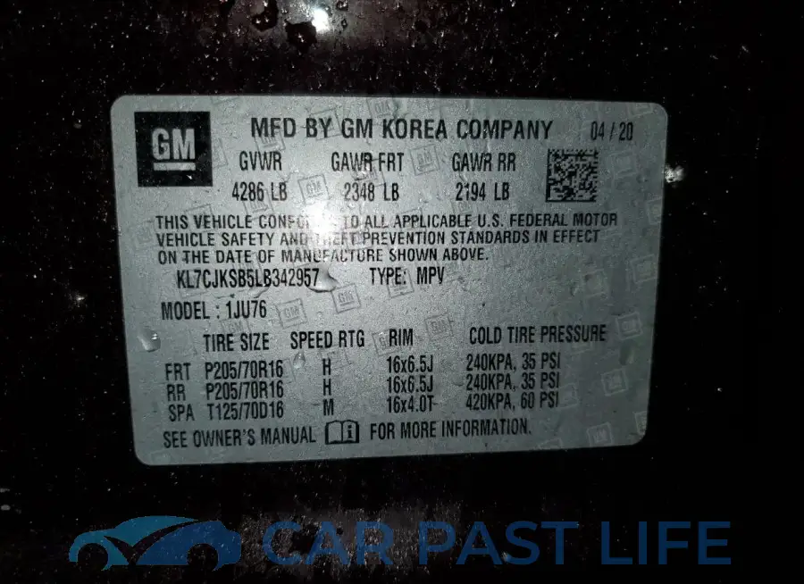 KL7CJKSB5LB342957# 13
