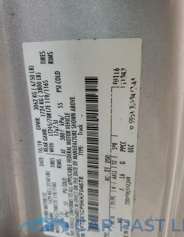 1FTEX1CP5KKF04678# 12