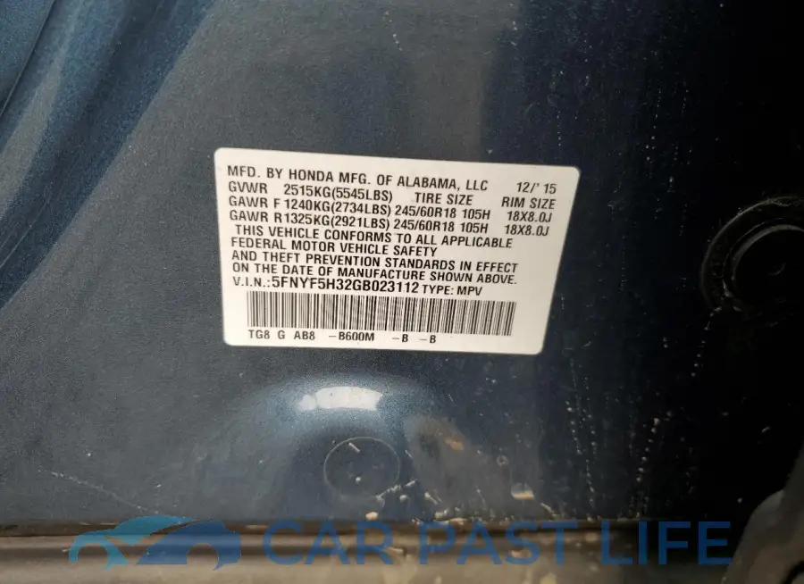 5FNYF5H32GB023112# 13