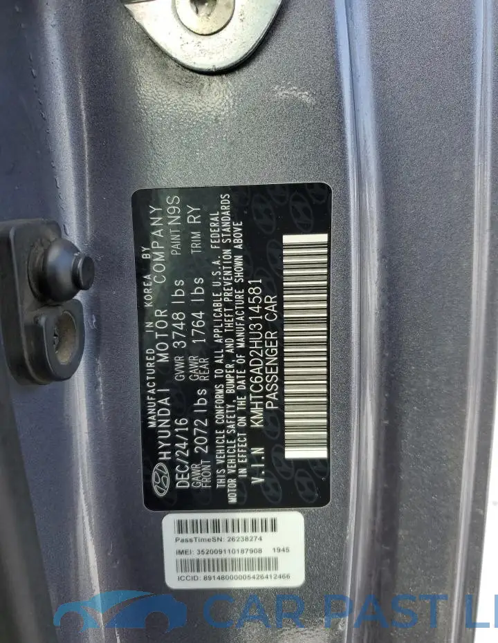 KMHTC6AD2HU314581# 12