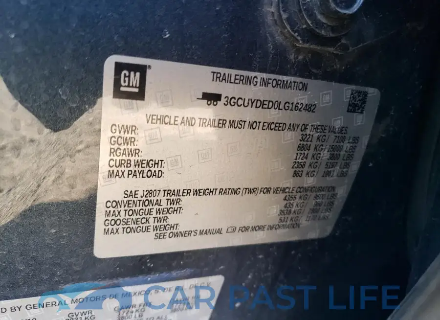 3GCUYDED0LG162482# 12