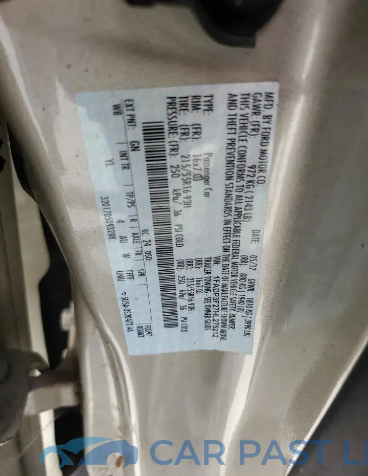 1FADP3F27HL275212# 12
