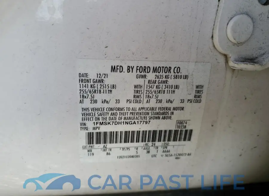 1FMSK7DH1NGA17797# 13