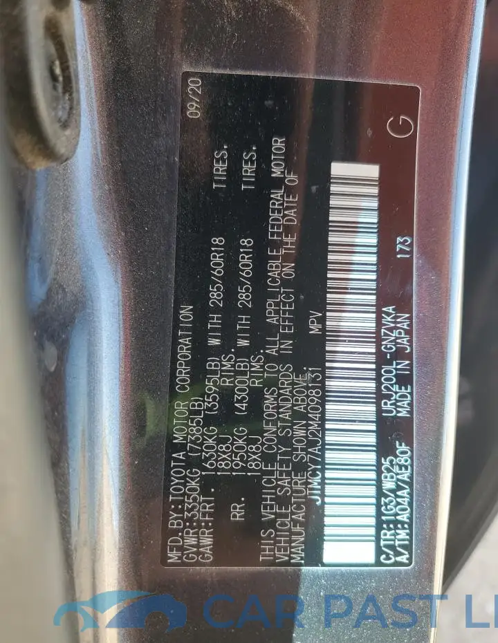 JTMCY7AJ2M4098131# 13