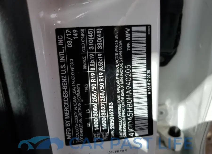 4JGDA5HB0HA940205# 12
