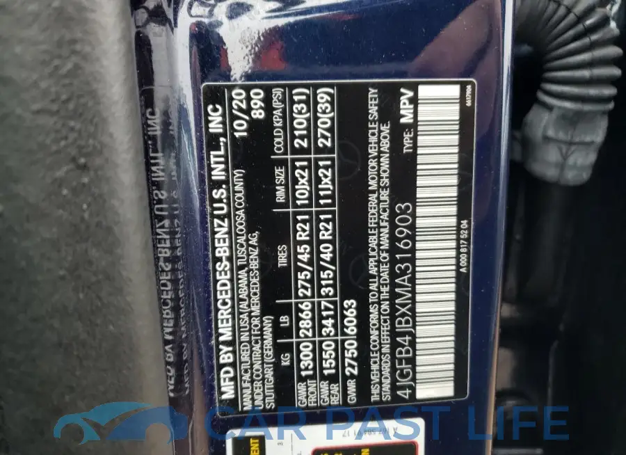 4JGFB4JBXMA316903# 12