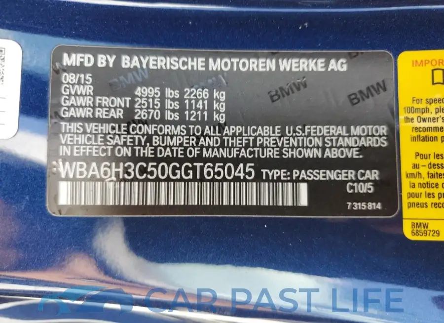 WBA6H3C50GGT65045# 12