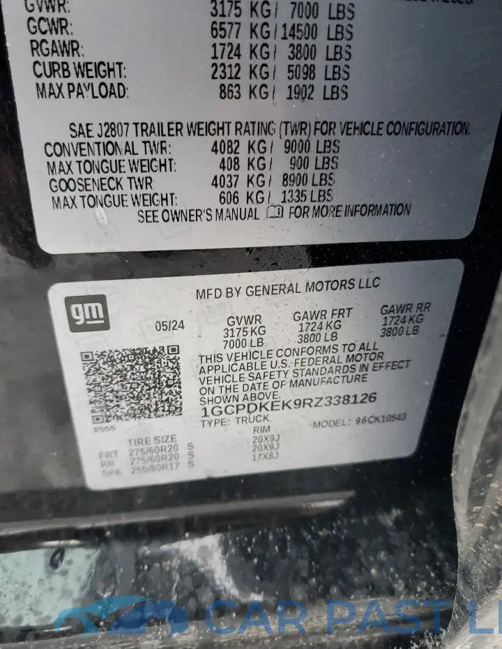 1GCPDKEK9RZ338126# 12